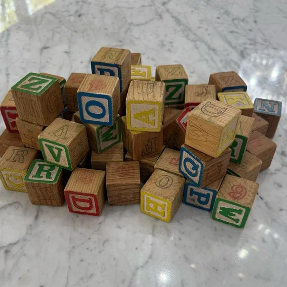 Playskool 1978 Colorful Alphabet & Number Wooden Blocks Large Lot of 62 - Picture 4 of 9